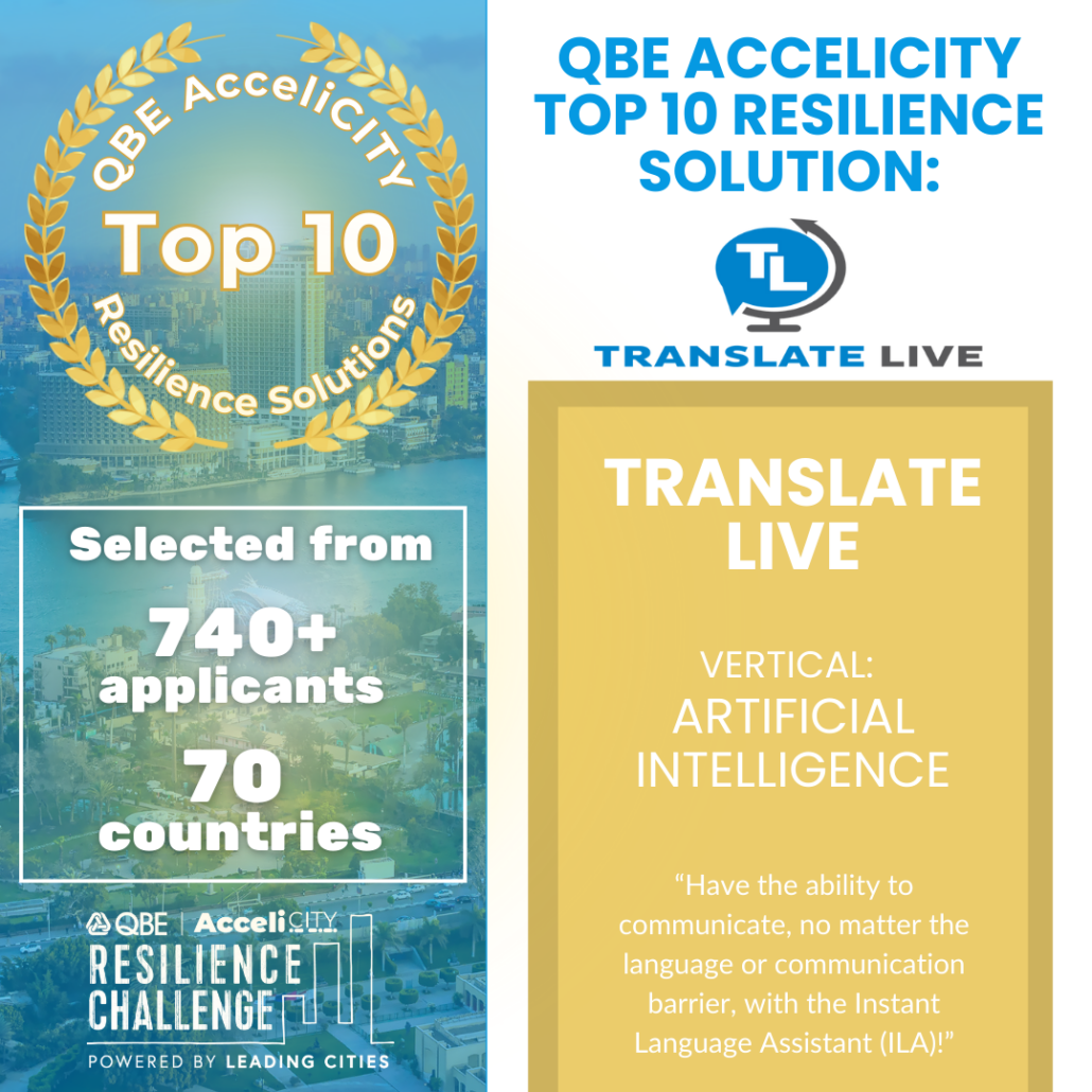 TranslateLive Selected as Top 10 Resilience Solution